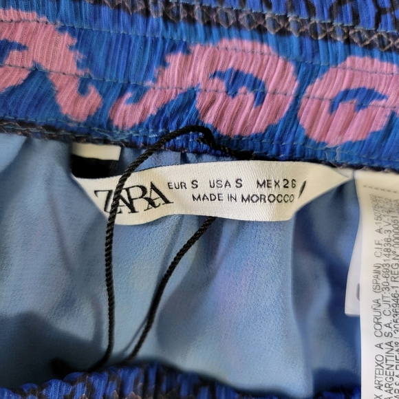 NWOT ZARA Geometric Mini Skirt Lined Asymmetric Hem Purple Blue Flowy Small - Picture 8 of 11